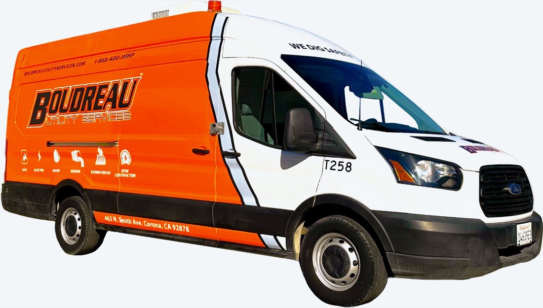 Boudreau Pipeline service van with full vinyl wrap