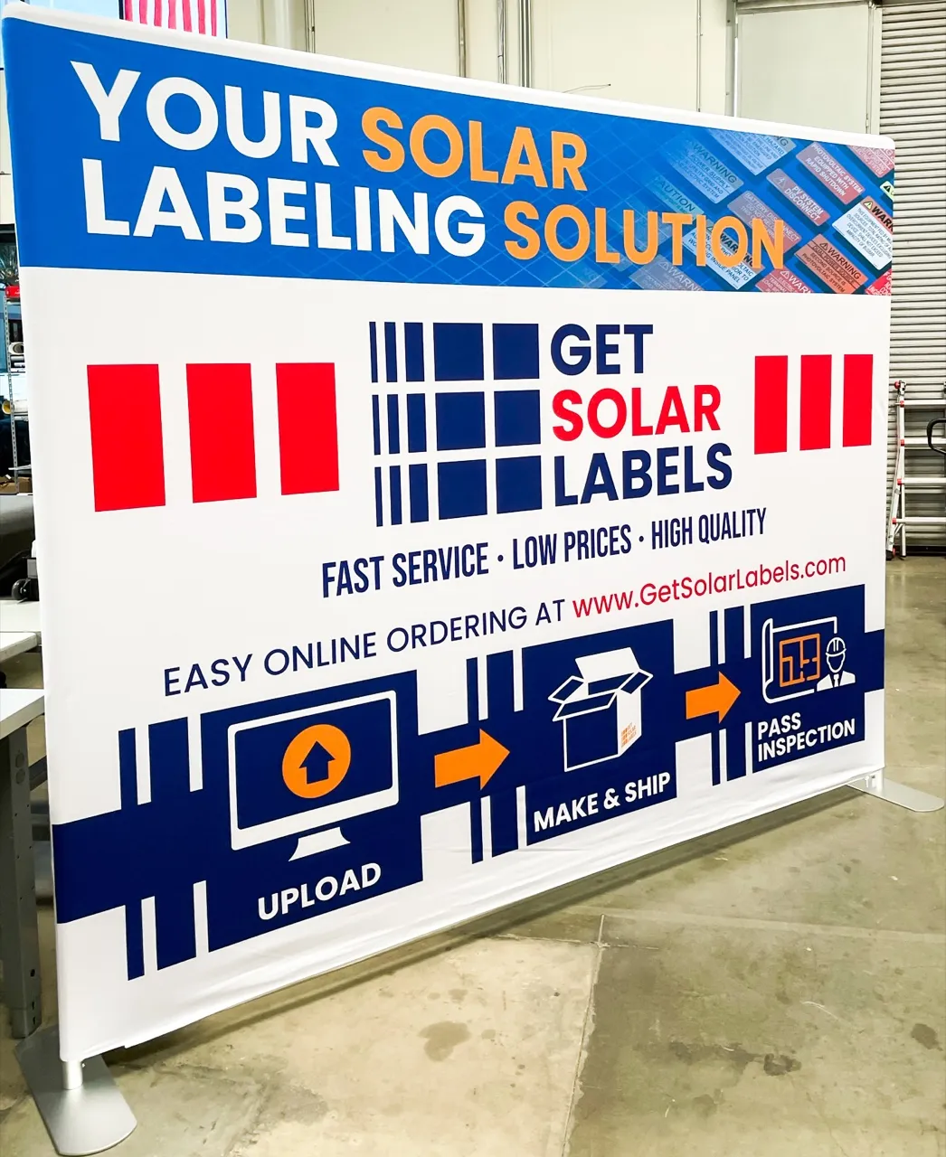 Get Solar Labels trade show backdrop printed by VE Signs